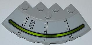 Brick, Round Corner 6 x 6 with Slope 33 Edge, Facet Cutout with Alien Ship with Vent on Left Pattern (Sticker) - Set 7066