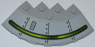 Brick, Round Corner 6 x 6 with Slope 33 Edge, Facet Cutout with Alien Ship with Vent on Left Pattern (Sticker) - Set 7066