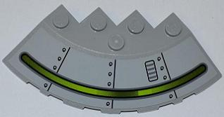 Brick, Round Corner 6 x 6 with Slope 33 Edge, Facet Cutout with Alien Ship with Vent on Right Pattern (Sticker) - Set 7066