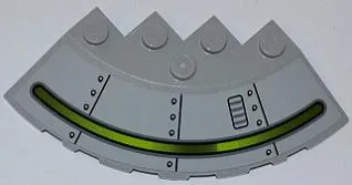 Brick, Round Corner 6 x 6 with Slope 33 Edge, Facet Cutout with Alien Ship with Vent on Right Pattern (Sticker) - Set 7066