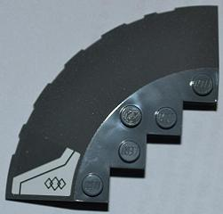 Brick, Round Corner 6 x 6 with Slope 33 Edge, Facet Cutout with 3 Diamonds and Black Line Pattern Model Left Side (Sticker) - Set 9450