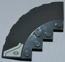 Brick, Round Corner 6 x 6 with Slope 33 Edge, Facet Cutout with 3 Diamonds and Black Line Pattern Model Left Side (Sticker) - Set 9450