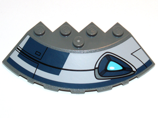 Brick, Round Corner 6 x 6 with Slope 33 Edge, Facet Cutout with Blue Eye and Black Lines Pattern Model Left Side (Sticker) - Set 75013