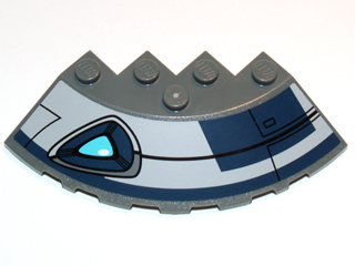 Brick, Round Corner 6 x 6 with Slope 33 Edge, Facet Cutout with Blue Eye and Black Lines Pattern Model Right Side (Sticker) - Set 75013