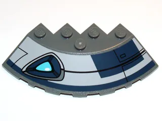 Brick, Round Corner 6 x 6 with Slope 33 Edge, Facet Cutout with Blue Eye and Black Lines Pattern Model Right Side (Sticker) - Set 75013