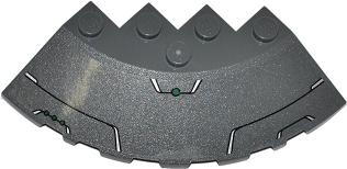 Brick, Round Corner 6 x 6 with Slope 33 Edge, Facet Cutout with Green Dots and Black and Silver Lines Pattern (Sticker) - Set 76003