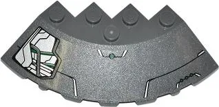 Brick, Round Corner 6 x 6 with Slope 33 Edge, Facet Cutout with Green Dots, Black and Silver Lines and Hatch Pattern (Sticker) - Set 76003