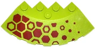 Brick, Round Corner 6 x 6 with Slope 33 Edge, Facet Cutout with Dark Red Hexagons Pattern Left (Sticker) - Set 70708