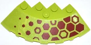 Brick, Round Corner 6 x 6 with Slope 33 Edge, Facet Cutout with Dark Red Hexagons Pattern Right (Sticker) - Set 70708