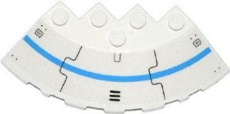 Brick, Round Corner 6 x 6 with Slope 33 Edge, Facet Cutout with Blue Stripe, Black Lines, Vent and 8 Rivets Pattern (Sticker) - Set 70709