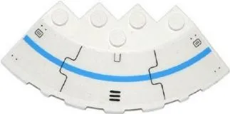 Brick, Round Corner 6 x 6 with Slope 33 Edge, Facet Cutout with Blue Stripe, Black Lines, Vent and 8 Rivets Pattern (Sticker) - Set 70709