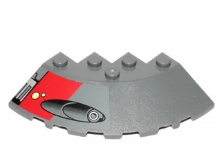 Brick, Round Corner 6 x 6 with Slope 33 Edge, Facet Cutout with Missile Launcher Pattern Left (Sticker) - Set 75001