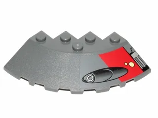 Brick, Round Corner 6 x 6 with Slope 33 Edge, Facet Cutout with Missile Launcher Pattern Right (Sticker) - Set 75001