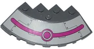 Brick, Round Corner 6 x 6 with Slope 33 Edge, Facet Cutout with Magenta Circles and Stripe, Black Lines and Rivets Pattern (Sticker) - Set 79121
