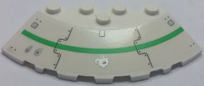 Brick, Round Corner 6 x 6 with Slope 33 Edge, Facet Cutout with Bright Green Stripe, Vent Grilles and Bullet Holes Pattern Model Right Side (Sticker) - Set 70704