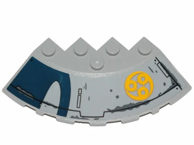 Brick, Round Corner 6 x 6 with Slope 33 Edge, Facet Cutout with SW Hull Plates, Yellow Ado Eemon Emblem Pattern Model Right Side (Sticker) - Set 75233