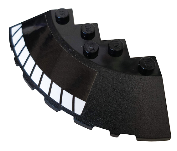 Brick, Round Corner 6 x 6 with Slope 33 Edge, Facet Cutout with White Stripes Pattern Model Left Side (Sticker) - Set 76100