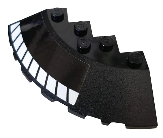 Brick, Round Corner 6 x 6 with Slope 33 Edge, Facet Cutout with White Stripes Pattern Model Left Side (Sticker) - Set 76100