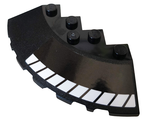 Brick, Round Corner 6 x 6 with Slope 33 Edge, Facet Cutout with White Stripes Pattern Model Right Side (Sticker) - Set 76100