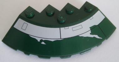 Brick, Round Corner 6 x 6 with Slope 33 Edge, Facet Cutout with SW Slave I Light Bluish Gray Stripe, Dark Green Rectangles and Peeling Paint Pattern (Sticker) - Set 75060