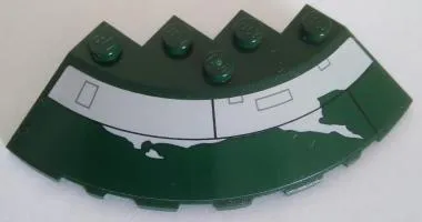 Brick, Round Corner 6 x 6 with Slope 33 Edge, Facet Cutout with SW Slave I Light Bluish Gray Stripe, Dark Green Rectangles and Peeling Paint Pattern (Sticker) - Set 75060