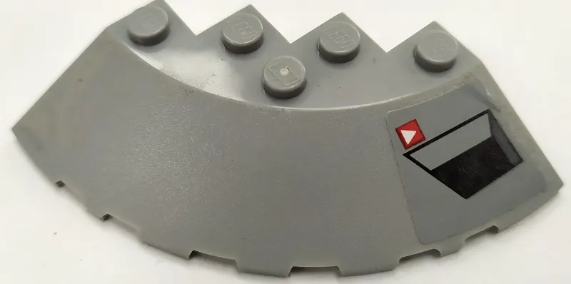 Brick, Round Corner 6 x 6 with Slope 33 Edge, Facet Cutout with Black Vent and White Triangle on Red Square Pattern Model Left Side (Sticker) - Set 75150