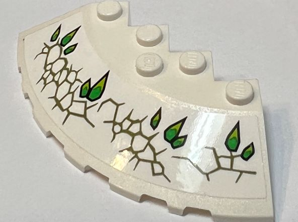Brick, Round Corner 6 x 6 with Slope 33 Edge, Facet Cutout with Green and Lime Crystals and Scales with Olive Green Cracks Pattern (Sticker) - Set 70679