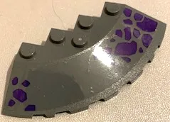 Brick, Round Corner 6 x 6 with Slope 33 Edge, Facet Cutout with Dark Purple Rocks Pattern Model Left Side (Sticker) - Set 70355