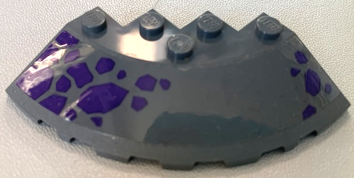 Brick, Round Corner 6 x 6 with Slope 33 Edge, Facet Cutout with Dark Purple Rocks Pattern Model Right Side (Sticker) - Set 70355