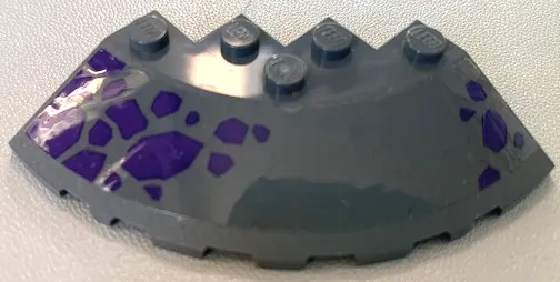 Brick, Round Corner 6 x 6 with Slope 33 Edge, Facet Cutout with Dark Purple Rocks Pattern Model Right Side (Sticker) - Set 70355