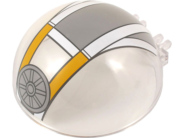 Windscreen 8 x 8 x 3 Canopy Dome Half Sphere with Dual 2 Fingers with White, Light Bluish Gray and Bright Light Orange Republic Gunship Cockpit Pattern