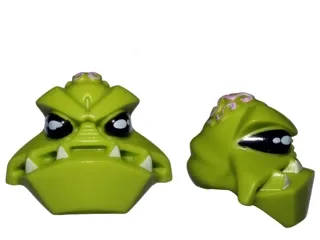 Minifigure, Head, Modified Alien with 4 Fangs and Brain Tissue Pattern