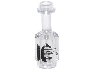 Minifigure, Utensil Bottle with Black Sailing Ship on Pedestal Pattern