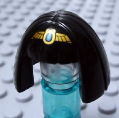 Minifigure, Hair Female Mid-Length, Smooth with Bangs and Gold Tiara Pattern (Egyptian Queen)