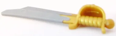 Minifigure, Weapon Sword, Cutlass Elaborate with Molded Pearl Gold Handle