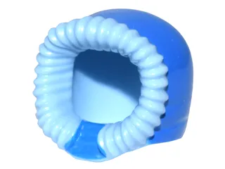 Minifigure, Headgear Hood Fur-lined, Short with Blue Hood and Chin Strap Pattern