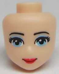 Mini Doll, Head Friends with Light Blue Eyes with Eye Shadow, Red Lips and Closed Mouth Pattern