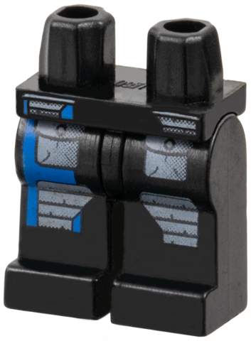 Hips and Legs with Light Gray Pockets and Knee Pads, Blue Stripe Pattern