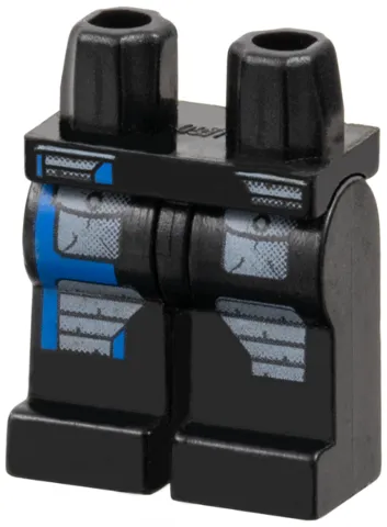 Hips and Legs with Light Gray Pockets and Knee Pads, Blue Stripe Pattern