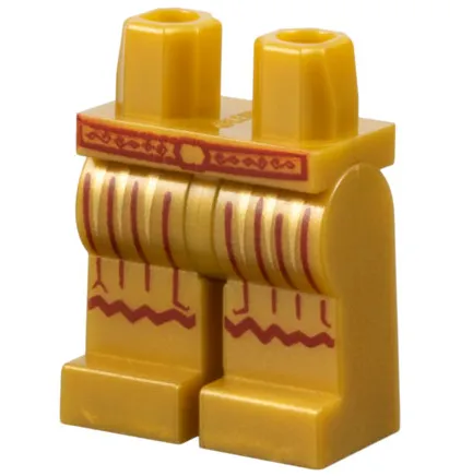 Hips and Legs with Dark Red Belt and Battle Skirt with Gold Pleats Pattern