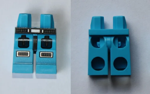 Hips and Legs with Dark Bluish Gray Belt with Silver Buckle, Dark Blue Pockets, Knee Pads Pattern