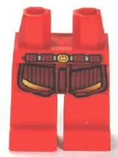 Hips and Legs with Dark Red Armor with Gold Stripes and Belt with Gold Buckle Pattern