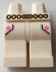 Hips and Legs with Pockets, Belt and Dark Pink Flowers Pattern