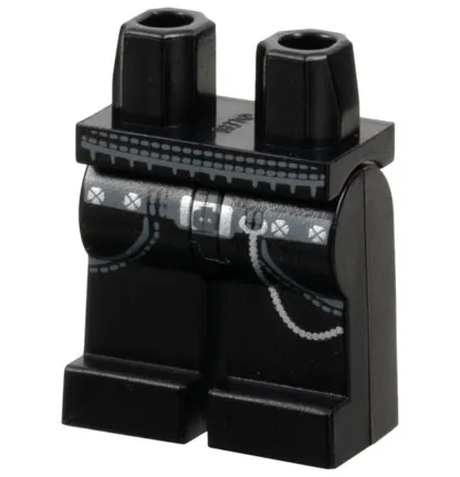 Hips and Legs with Sand Blue Belt and Pockets Stitching, Silver Buckle and Chain Pattern