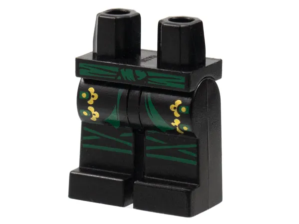 Hips and Legs with Dark Green Sash, Knee Wrappings, and Straps with Gold Buckles Pattern