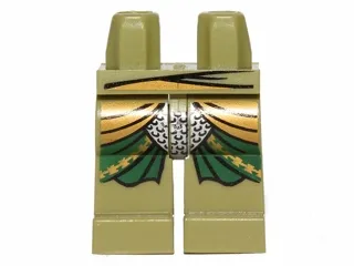 Hips and Legs with Green and Gold Robe and Silver Scale Mail Pattern