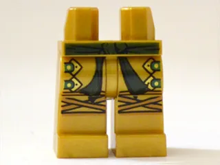 Hips and Legs with Dark Green Sash, Gold Buckles and Yellow Knee Wrappings Pattern