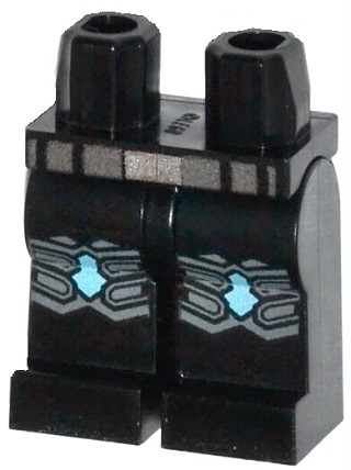 Hips and Legs with Dark Bluish Gray and Medium Azure Knee Pads and Pearl Dark Gray Belt with Silver Buckle Pattern