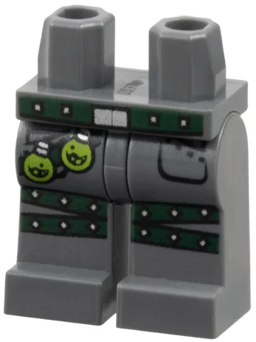 Hips and Legs with Studded Dark Green Belt and Leg Straps, Pockets and Two Lime Toxic Bulbs Pattern