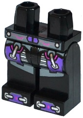 Hips and Legs with Silver, Dark Bluish Gray and Dark Purple Robot Armor, Belt and Boots Pattern